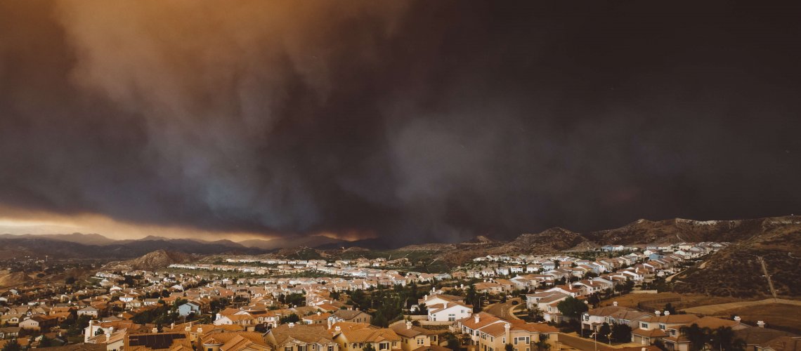 Depiction showing California wildfire. EHS Analytical Solutions performs Fire and Smoke Assessment to determine contaminants of concern and prepares remediation protocols